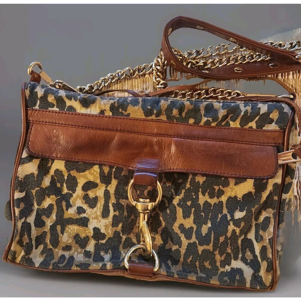 Rebecca Minkoff‎ Leopard Print Crossbody Leather Mink Mac Gold Hardware - F6